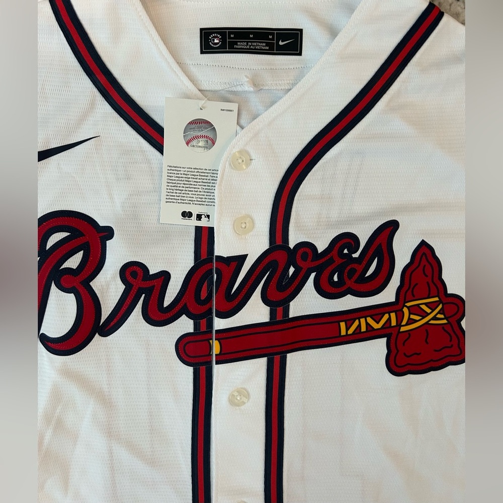 Nike Authentic Atlanta Braves Chipper Jones #10 White Jersey MLB Men’s Size: M - Picture 5 of 7